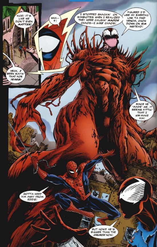 carnage vs venom. Spider-Man taunts Carnage over